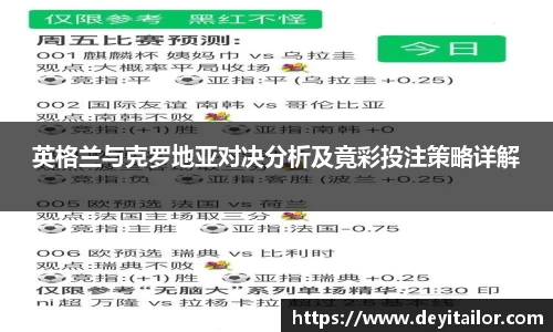 英格兰与克罗地亚对决分析及竟彩投注策略详解